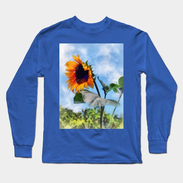 Sunflower Against the Sky Long Sleeve T-Shirt by SusanSavad